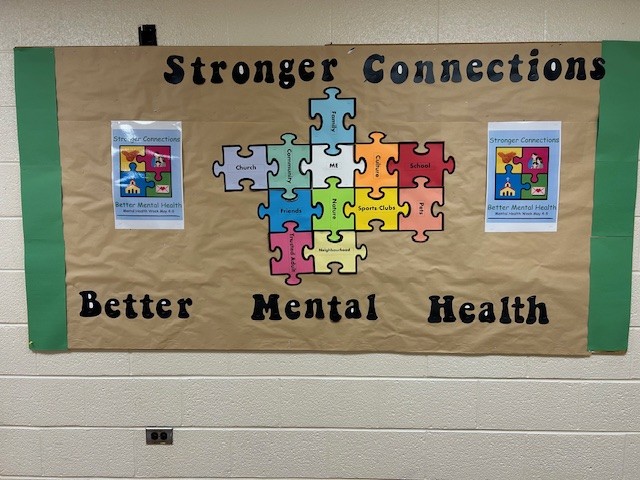 A poster that reads "Stronger Connections, Better Mental Health